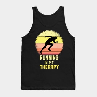 Running Is My Therapy Vintage Retro Motivation Tank Top